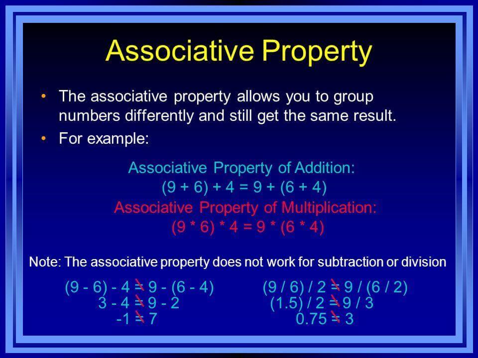 Difference between Associative and Commutative Property